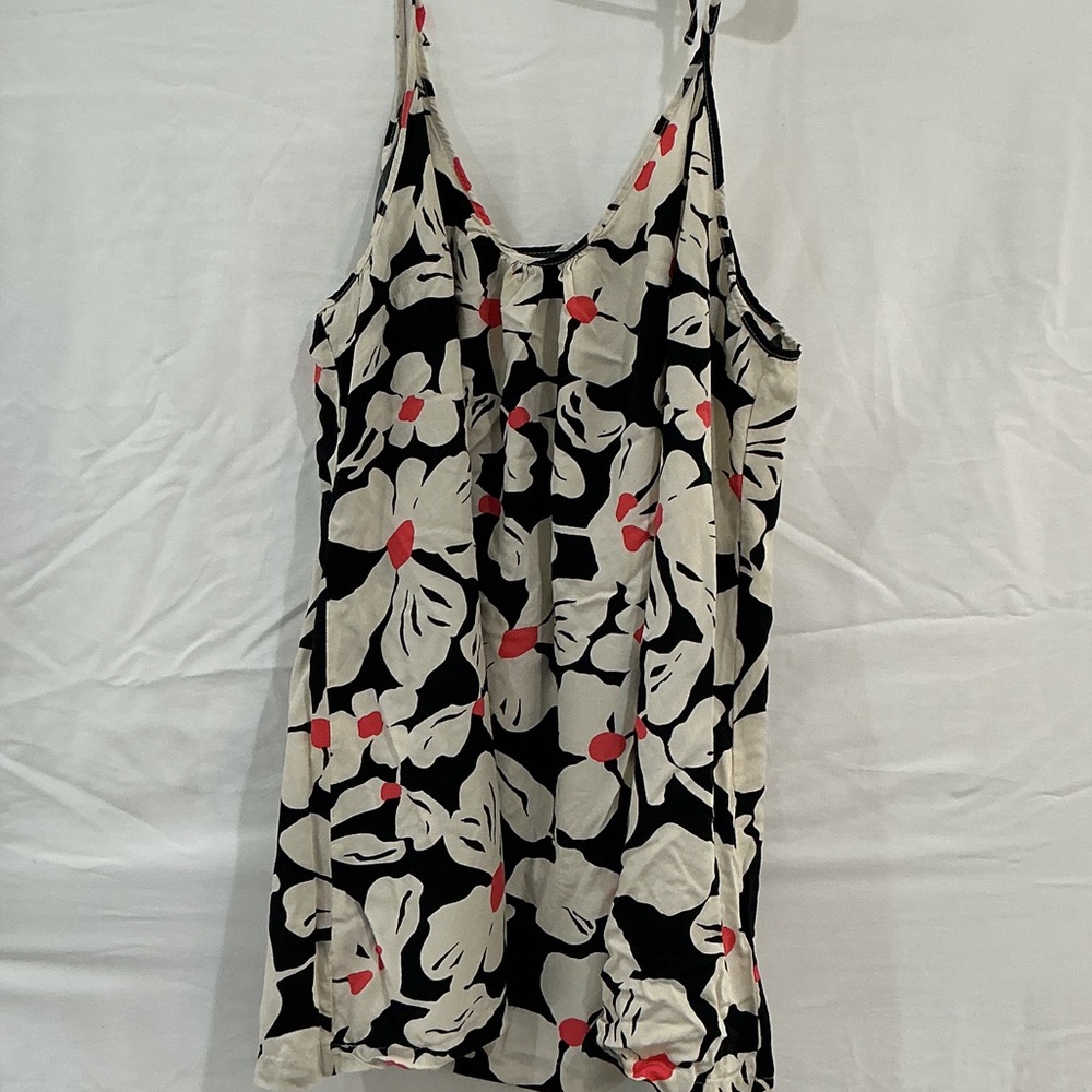 Modcloth Black Slip Camisole with Cream Floral and Red Accents